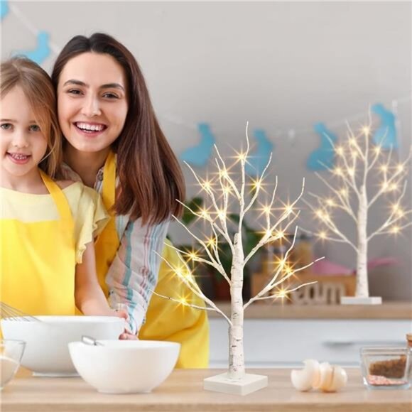 Christmas Tree for Table Decor, 2FT Birch Tree with LED Lights, Warm White - Picture 6 of 7